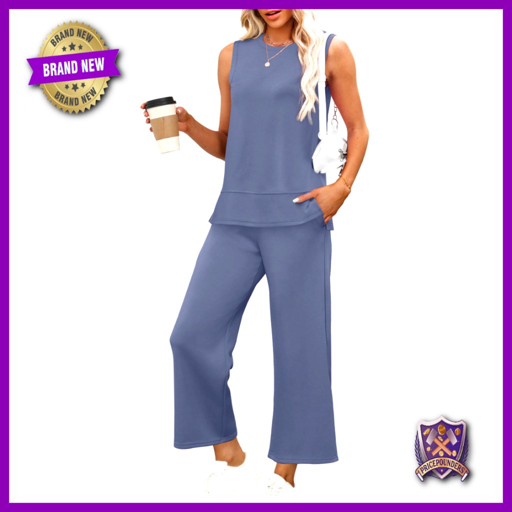2-Piece Tracksuit Set Wide Leg Lounge Wear S-3xl Summer Travel Comfy
